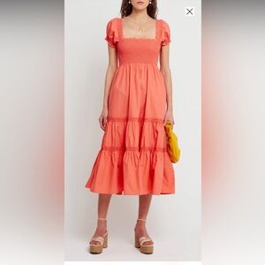 O.P.T Square Neck Smocked Maxi Dress